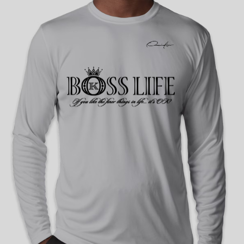 gray boss life long sleeve shirt
