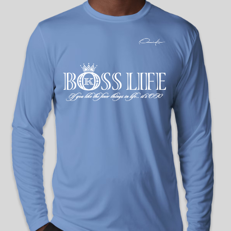 carolina blue boss life long sleeve shirt