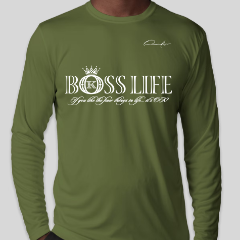 army green boss life long sleeve shirt
