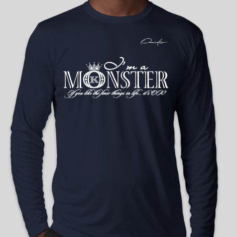 monster shirt long sleeve navy blue