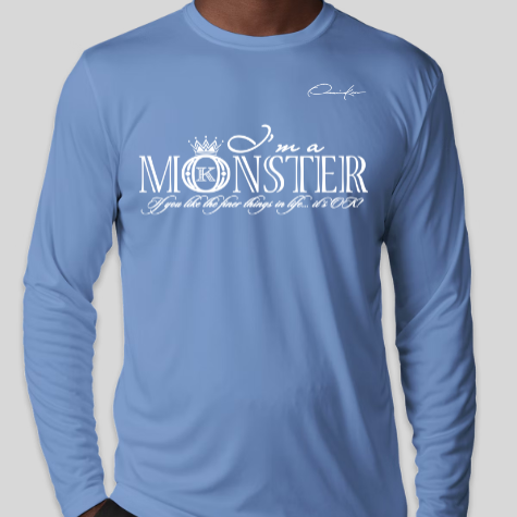 monster shirt long sleeve carolina blue