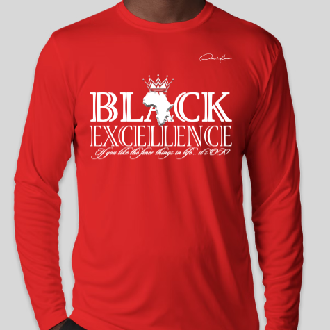 red long sleeve black excellence shirt