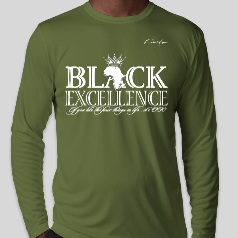 army green long sleeve black excellence shirt