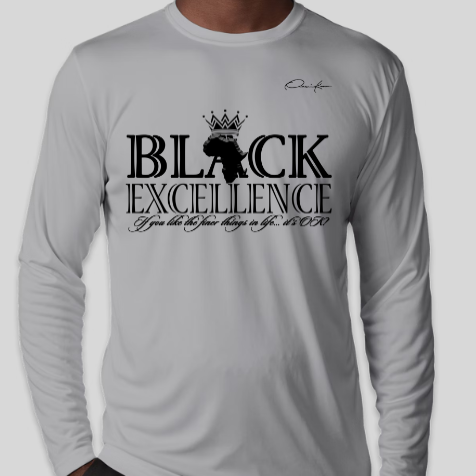 gray long sleeve black excellence shirt
