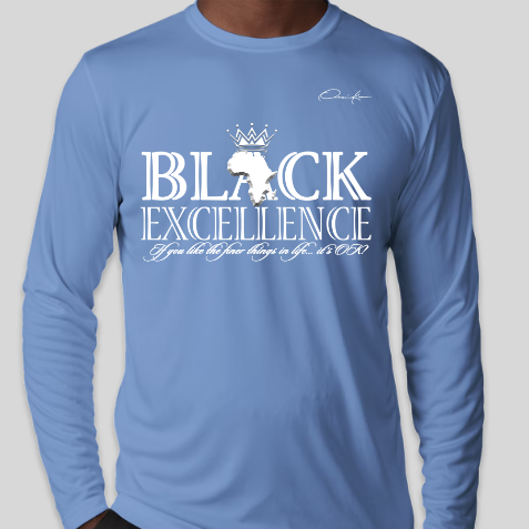 carolina blue long sleeve black excellence shirt