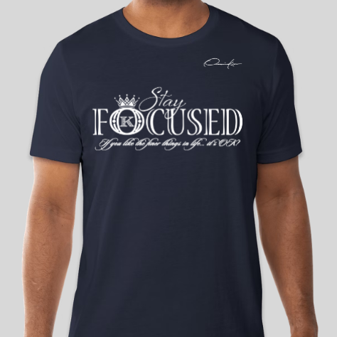 navy blue stay focused t-shirt