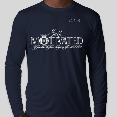 royal blue self-motivated long sleeve shirt