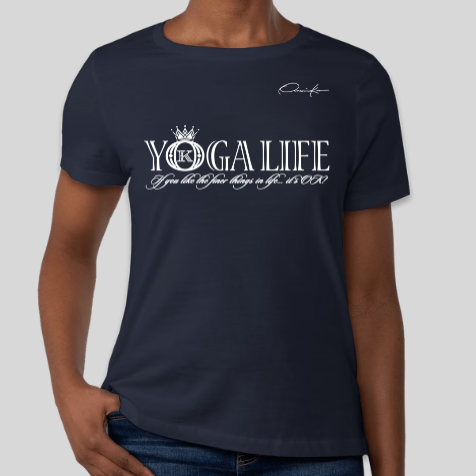 yoga life t-shirt navy blue