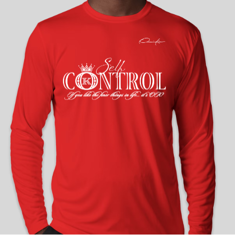 red self-control long sleeve t-shirt