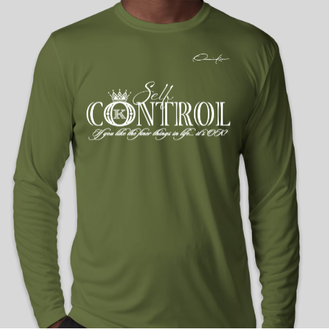 army green self-control long sleeve t-shirt