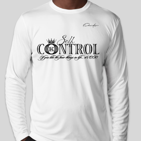 white self-control long sleeve t-shirt