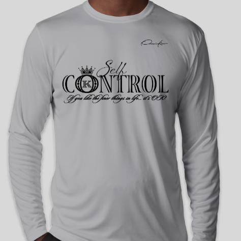 gray self-control long sleeve t-shirt