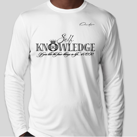 white self-knowledge long sleeve shirt