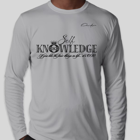 gray self-knowledge long sleeve shirt