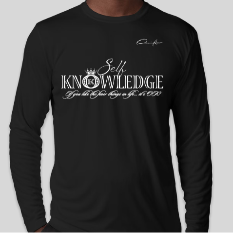 black self-knowledge long sleeve shirt