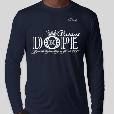 dope shirt long sleeve navy blue