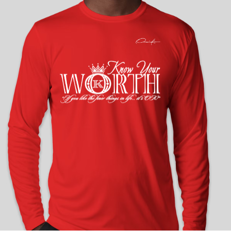 red know your worth long sleeve shirt