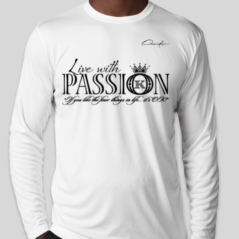 white live with passion long sleeve shirt