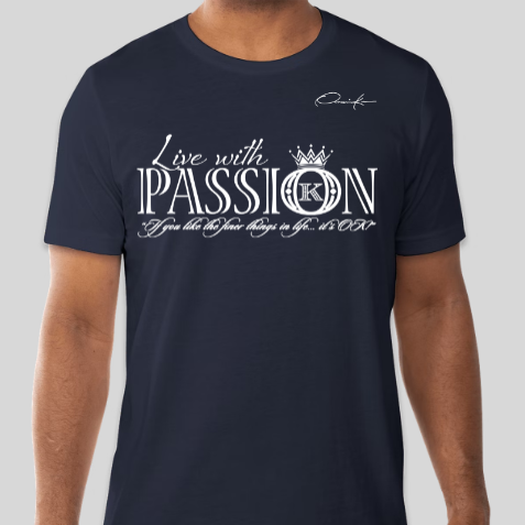navy blue live with passion t-shirt