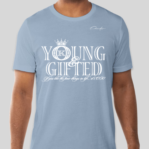 young & gifted t-shirt carolina blue