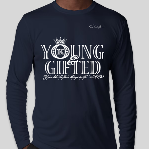 young & gifted long sleeve shirt navy blue