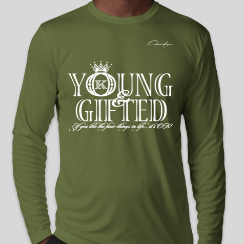 young & gifted long sleeve shirt army green