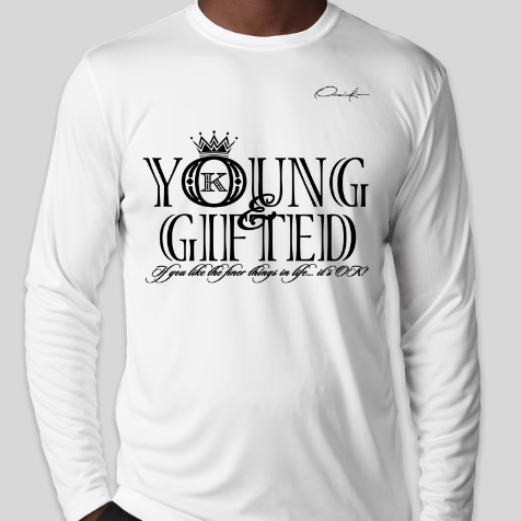 young & gifted long sleeve shirt white