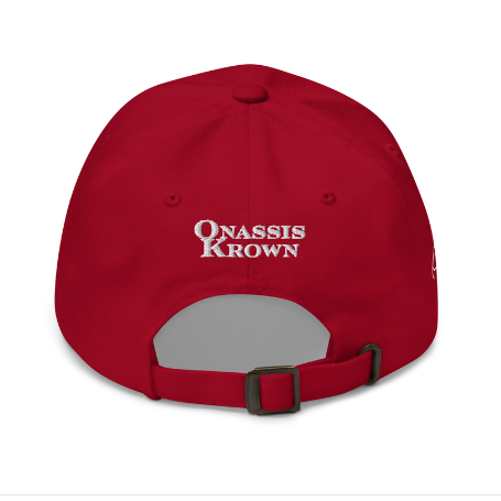 women's red embroidered baseball cap