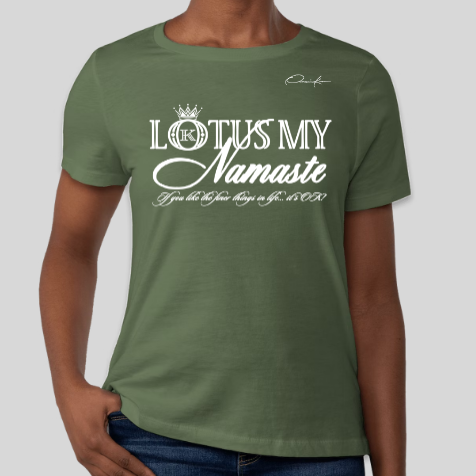 namaste lotus flower shirt army green