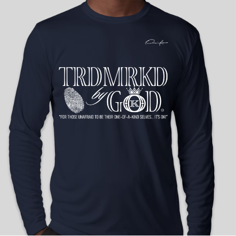 trademarked by god long sleeve navy blue