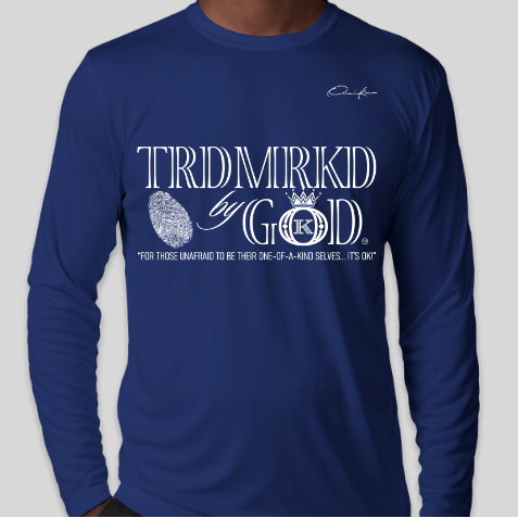 trademarked by god long sleeve royal blue
