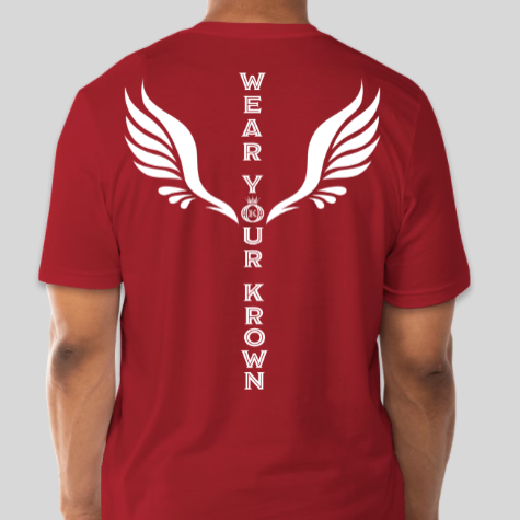 red & white angel wings shirt