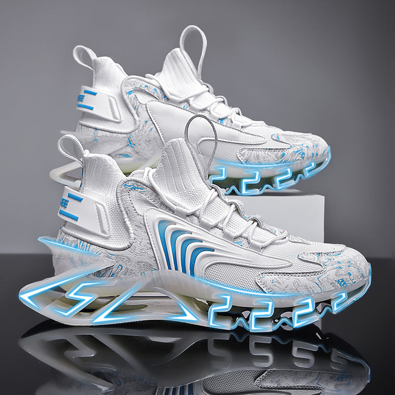 white and powder blue air blade sneakers