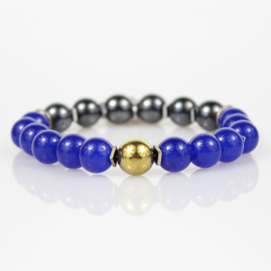 air force charm blue jade hematite gold bracelet