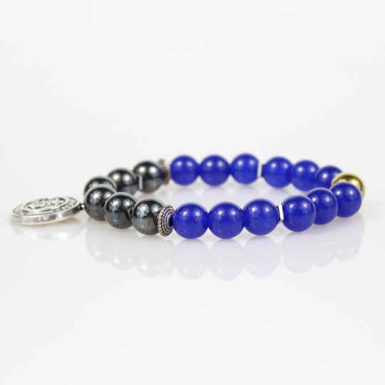 blue gray air force charm bead bracelet