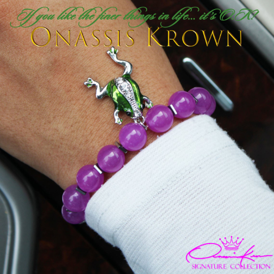 alpha kappa alpha pink green frog charm bracelet
