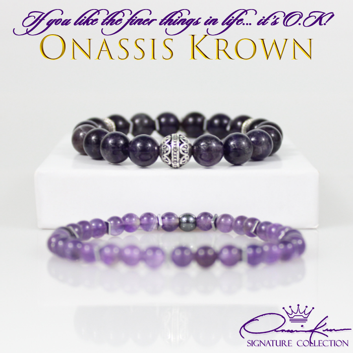 hope charm purple amethyst double bead bracelet