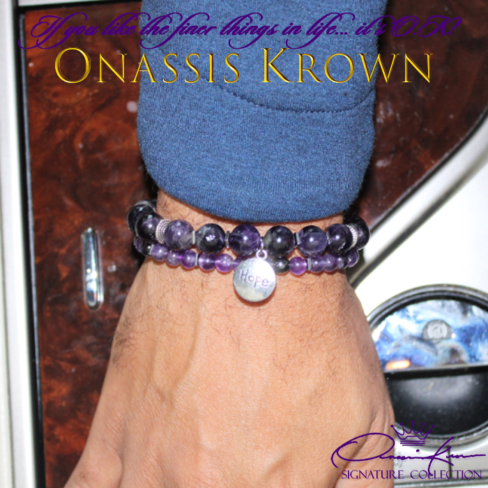 silver and purple bead bracelet