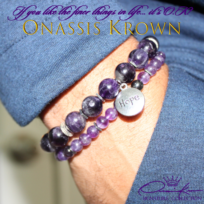 purple and hematite bead bracelet