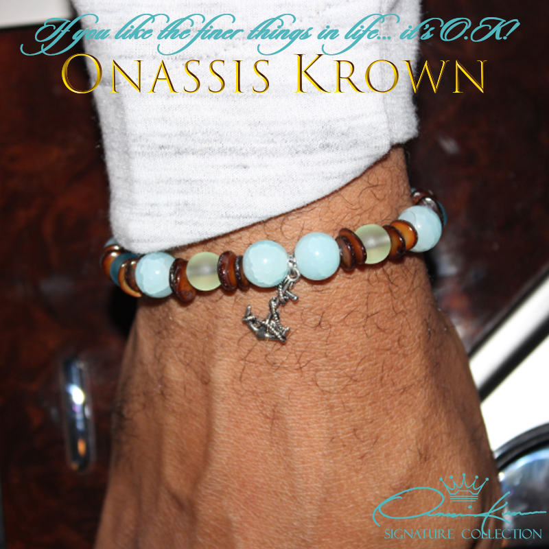 travel gift aquamarine brown sea shell bead bracelet
