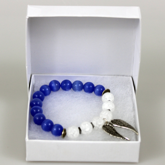 guardian angel wings charm sky blue white clouds bead bracelet gift box