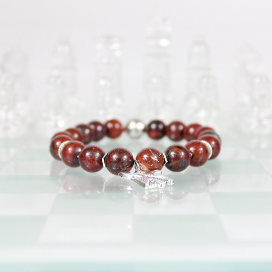 red brecciated jasper bead bracelet