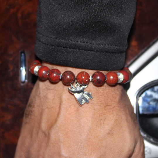 egyptian anubis charm bead bracelet