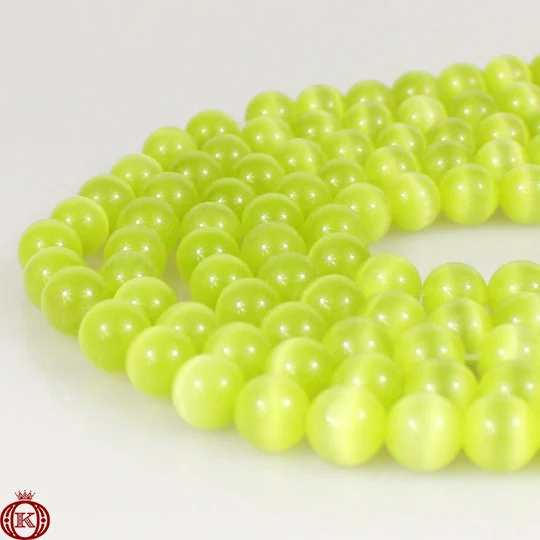 apple green cats eye beads