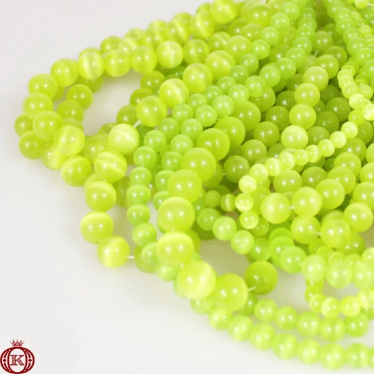 lime green cats eye beads