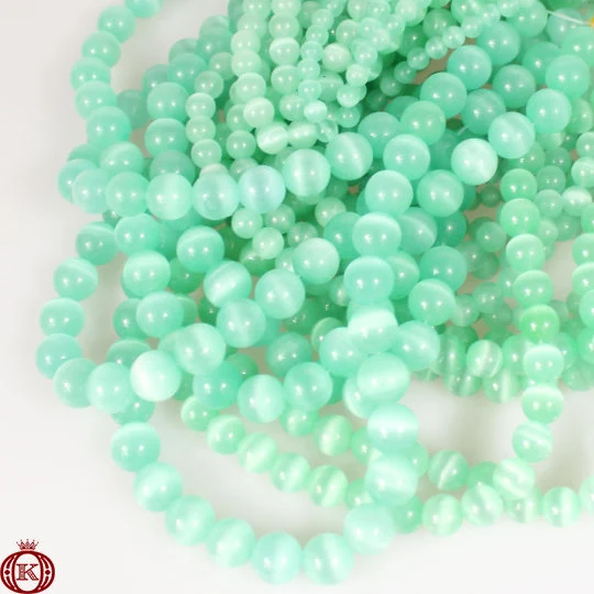aqua green cats eye bead strands