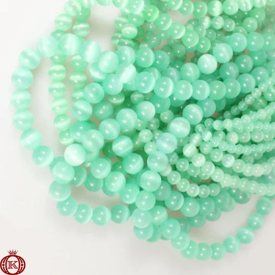wholesale aqua green cats eye beads