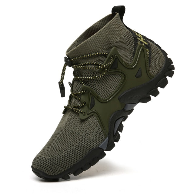 army green mesh mountain boots