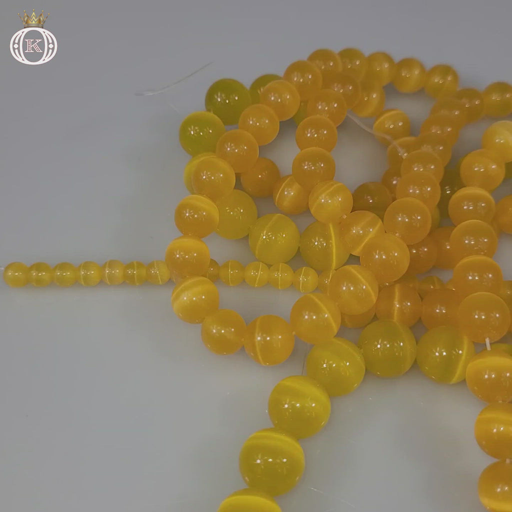 golden yellow cats eye gemstone beads video