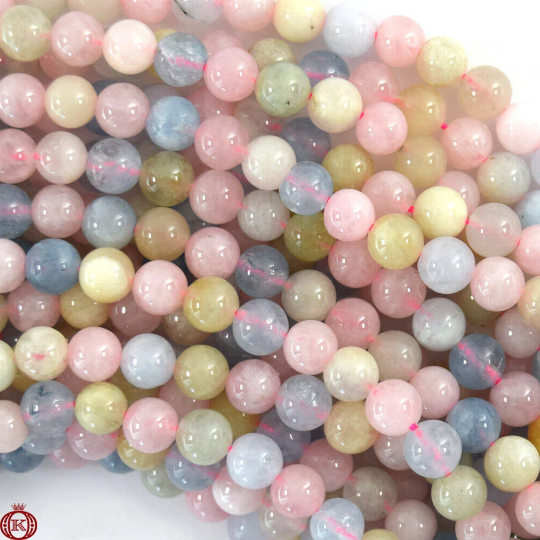pink blue beryl morganite gemstone beads